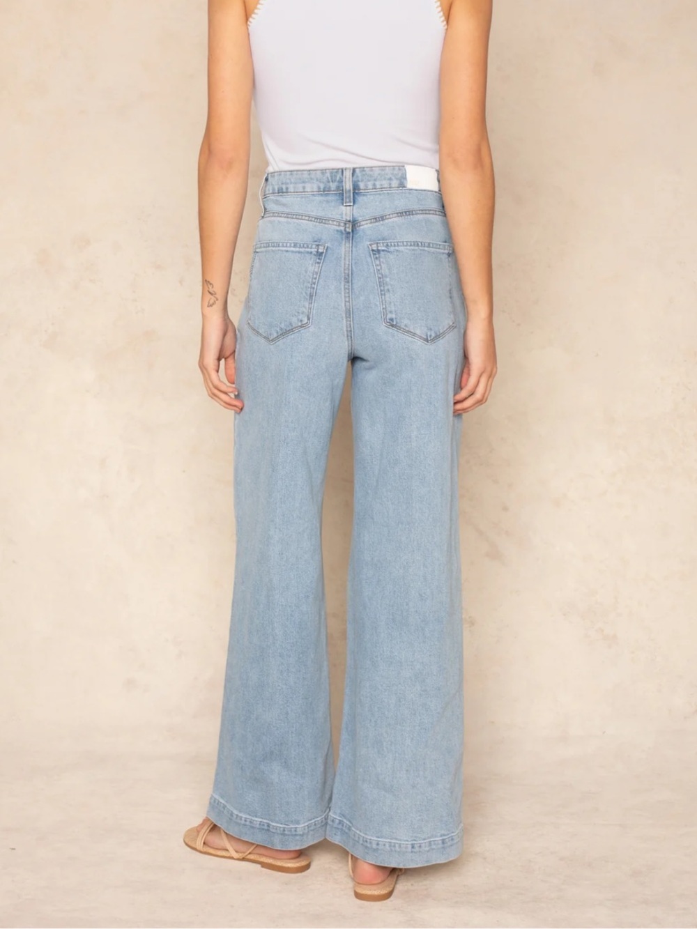 Paige Light Wash Wide Leg Women's Jeans - Harper Classic High-Rise - Picture 2 of 6